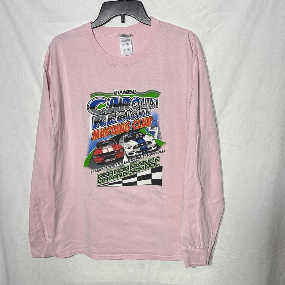 Gildan Pink Mens Long Sleeve Graphic Tee